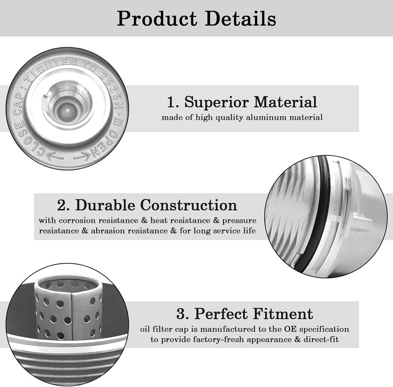 FOXSTAR 15620-31060 Oil Filter Housing Cap Assembly With Oil Plug Drain, Aluminum Oil Filter Housing Cap, Fit for Toyota Tundra, 4Runner, Camry, Highlander, Tacoma, Avalon, Venza & Lexus, Replace 15643-31050 - Image 4